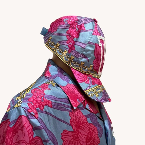 Versace Blue, Pattern Print Baseball Cap - Picture 2 of 8